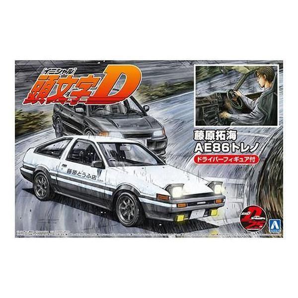 Aoshima 1/24 頭文字D 014 藤原拓海 TOYOTA AE86 Trueno Project D式樣 附駕駛公仔 組裝模型 - TwinnerModel