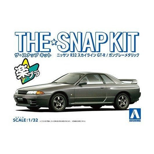 Aoshima 1/32 The SNAP-KIT 14A 日產R32 Skyline GT-R(槍灰金屬) 組裝模型 - TwinnerModel