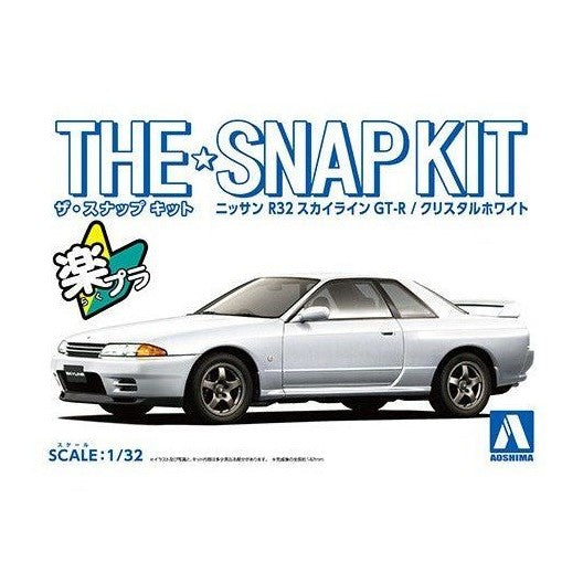 Aoshima 1/32 The SNAP-KIT 14B 日產R32 Skyline GT-R(水晶白) 組裝模型 - TwinnerModel