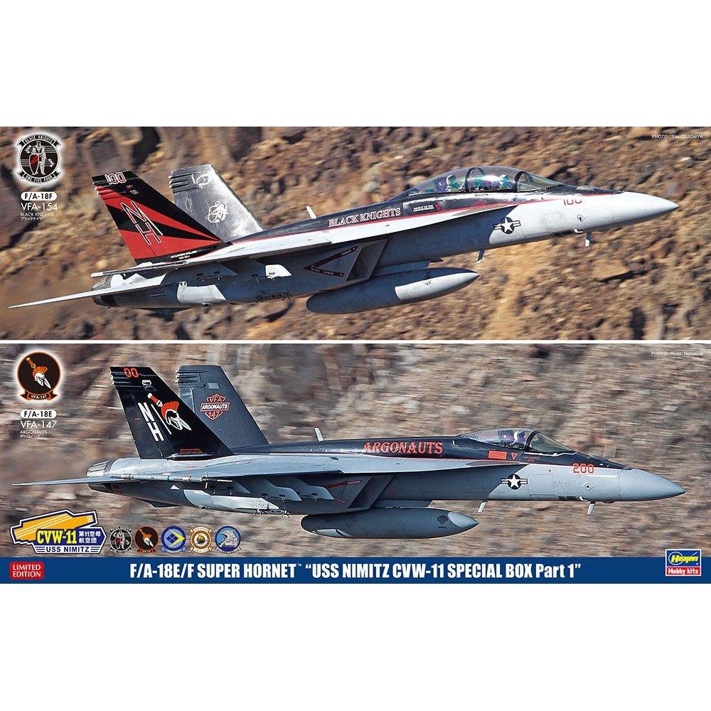 Hasegawa 1/72 AF F/A-18E/F SUPER HORNET `USS NIMITZ CVW-11 SPECIAL PACK PART1` 組裝模型 - TwinnerModel