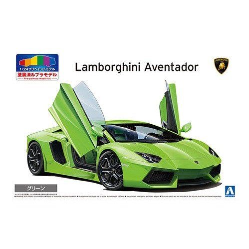 Aoshima 1/24 Pre Painted 01-C `11 Lamborghini Aventador綠色 組裝模型 - TwinnerModel