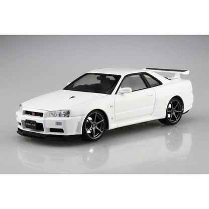 Aoshima 1/24 Pre Painted Mode 03-B 日產 BNR34 Skyline GT-R V-spec II '00（白色） 組裝模型 - TwinnerModel