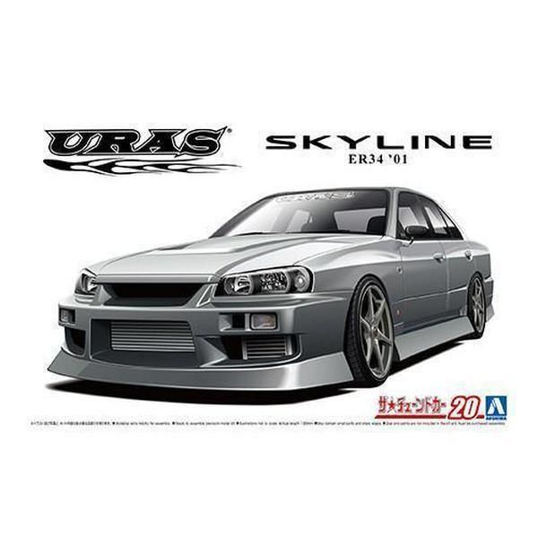 Aoshima 1/24 ZMT 020 URAS ER34 SKYLINE 25GT-T '01 (日產) 組裝模型 - TwinnerModel