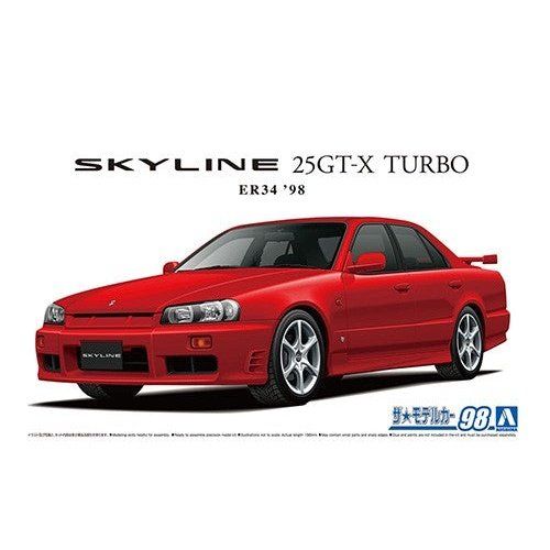 Aoshima 1/24 ZM 098 日產 ER34 SKYLINE 25GT-X 渦輪增壓 '98 組裝模型 - TwinnerModel