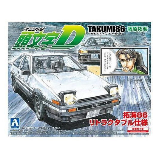 Aoshima 1/32 頭文字D 005 AE86 TRUENO 藤原拓海 頭燈可開仕様 組裝模型 - TwinnerModel