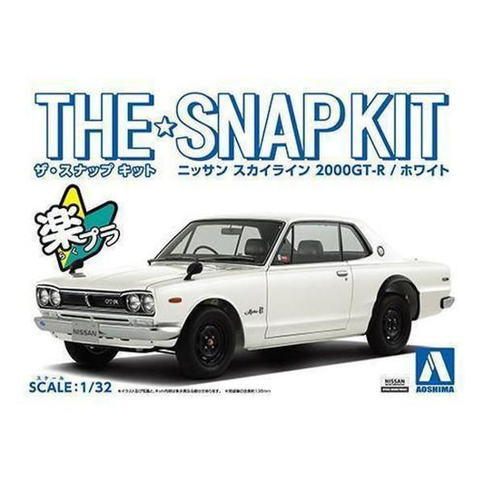 Aoshima 1/32 The SNAP-KIT 09B 日產 Nissan Skyline 2000GT-R 白色 組裝模型 - TwinnerModel