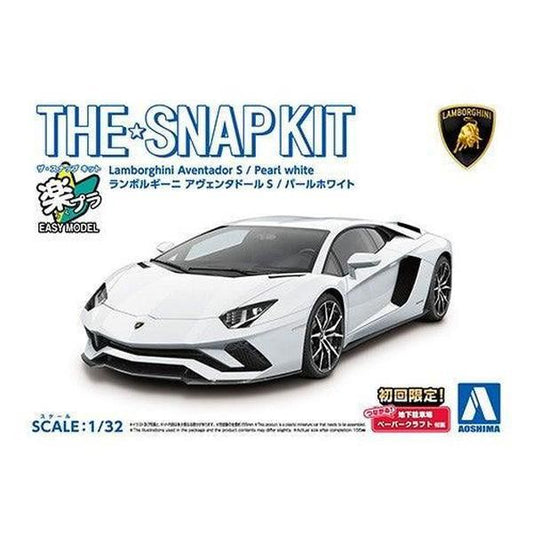 Aoshima 1/32 The SNAP-KIT 12A 林寶堅尼Aventador S（珍珠白） 組裝模型 - TwinnerModel