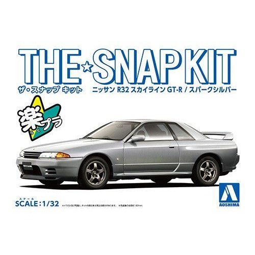 Aoshima 1/32 The SNAP-KIT 14-D 日產R32 Skyline GT-R（閃亮銀） 組裝模型 - TwinnerModel