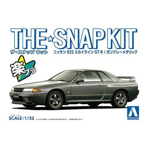 Aoshima 1/32 The SNAP-KIT 14A 日產R32 Skyline GT-R（槍灰金屬） 組裝模型 - TwinnerModel