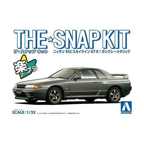 Aoshima 1/32 The SNAP-KIT 14A 日產R32 Skyline GT-R（槍灰金屬） 組裝模型 - TwinnerModel