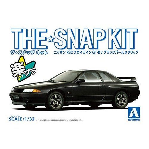 Aoshima 1/32 The SNAP-KIT 14C 日產R32 Skyline GT-R（黑珍珠金屬） 組裝模型 - TwinnerModel