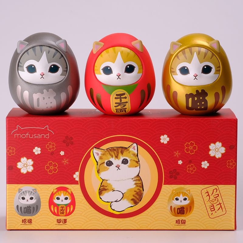 精選預訂 - mofusand 盲盒 系列- 新年招財納福達摩貓擺設(金銀紅)