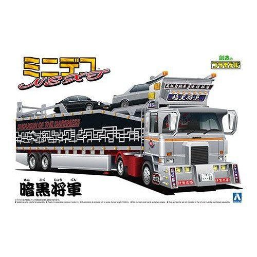 Aoshima 1/64 迷你爆卡NEXT 006 暗黑將軍 大型箱型車拖車 組裝模型 - TwinnerModel