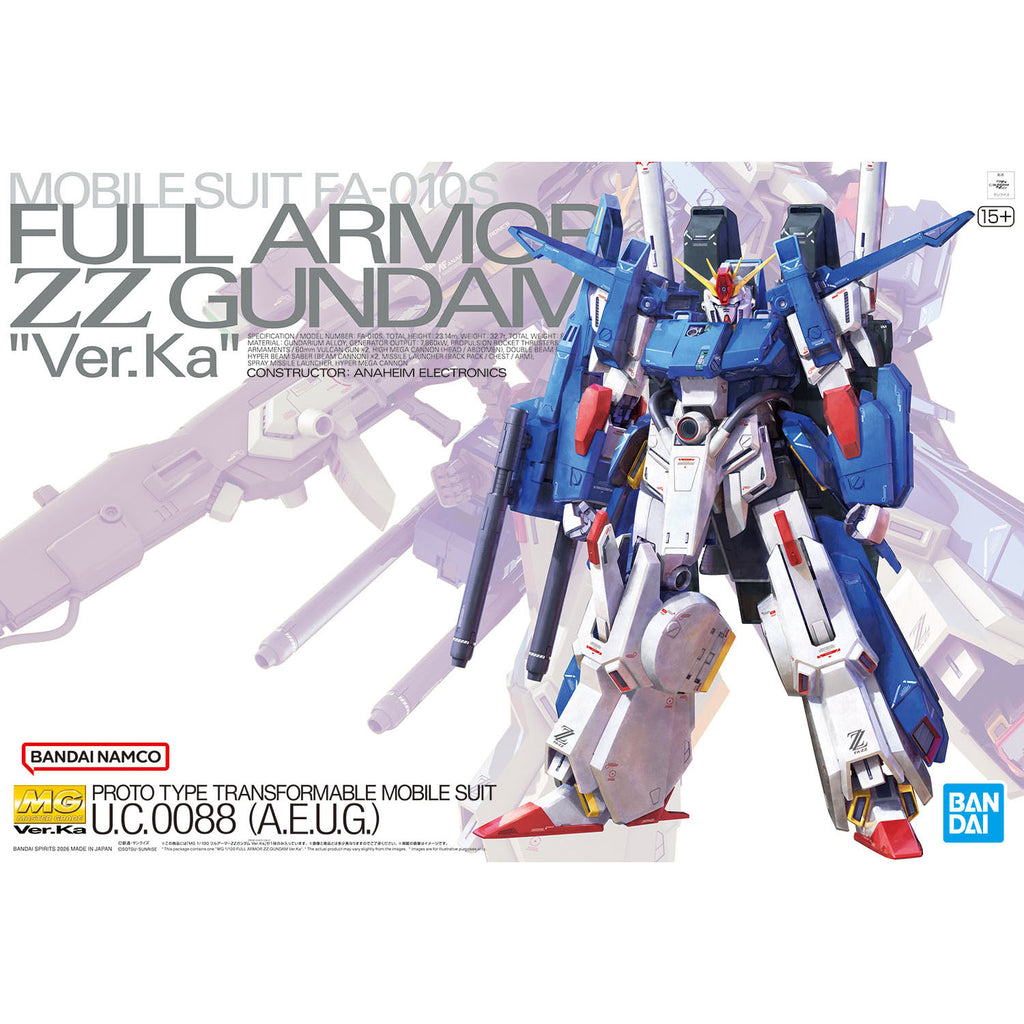 Bandai 1/100 MG 全裝甲 ZZ 高達 Ver.Ka 組裝模型