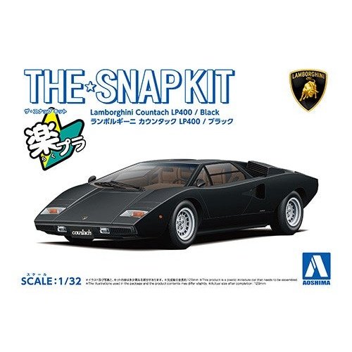 Aoshima 1/32 The SNAP-KIT 20-F Lamborghini Countach LP400 (Black) Plastic Model Kit