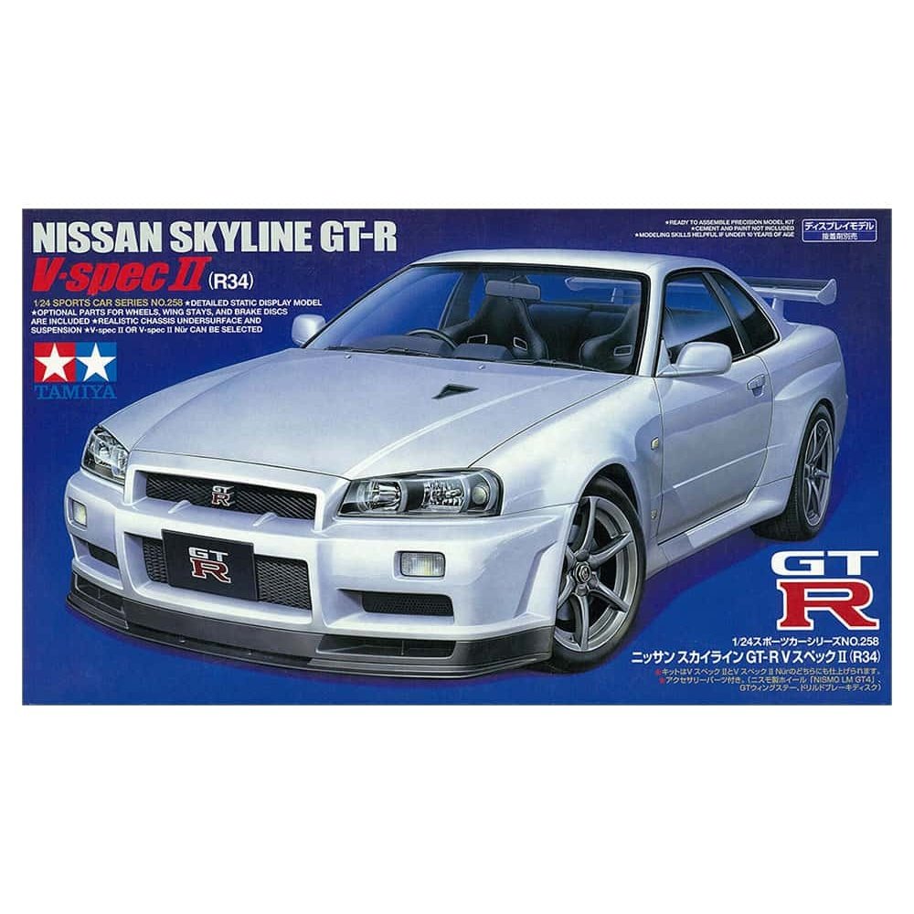 Tamiya 1/24 Sports Car 258 日產SKYLINE GT-R V Spec II (R34) 組裝模型