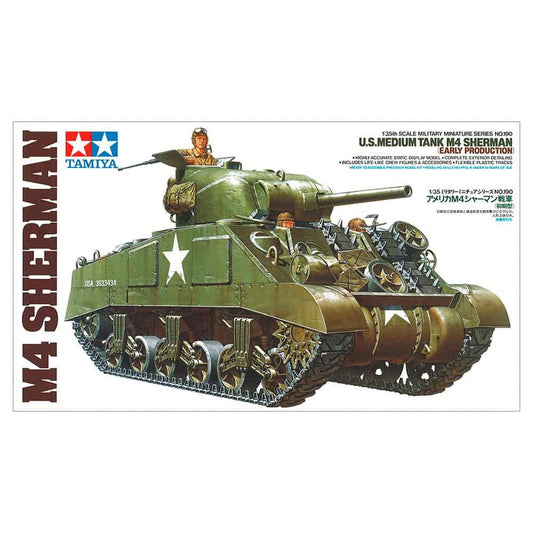 Tamiya 1/35 MM 35190 美國M4謝爾曼中型坦克（早期生產） 組裝模型