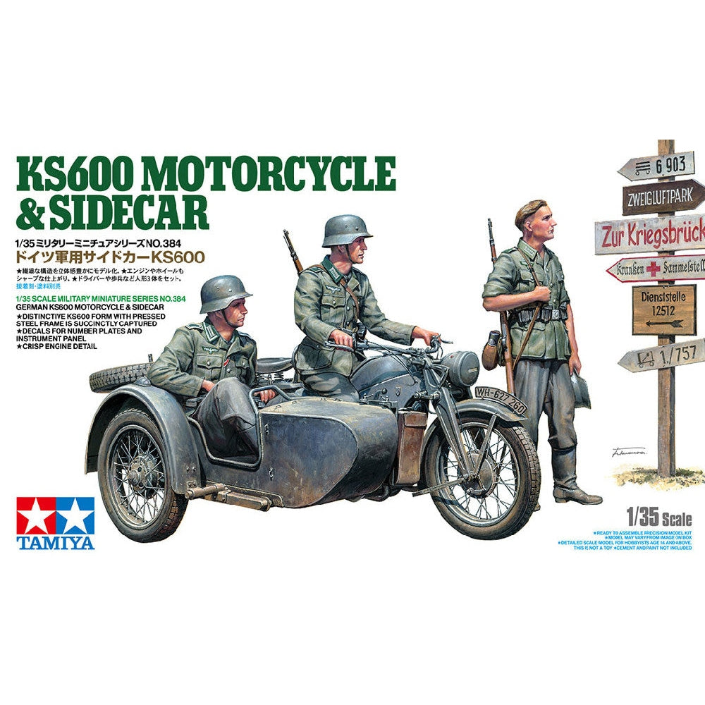 Tamiya 1/35 MM 35384 German KS600 Motorcycle &amp; Sidecar Plastic Model Kit