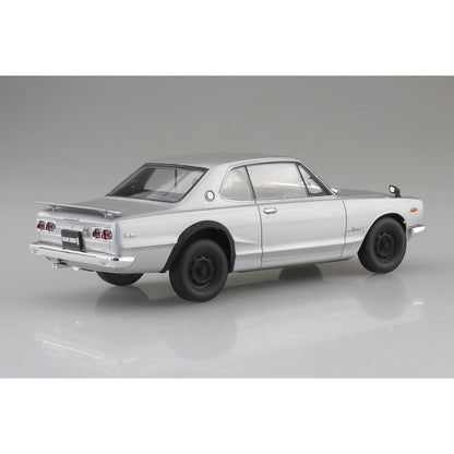 Aoshima 1/24 Rakupla Snap Car 01-SI Skyline HT 2000GT-R 1970 銀色 組裝模型