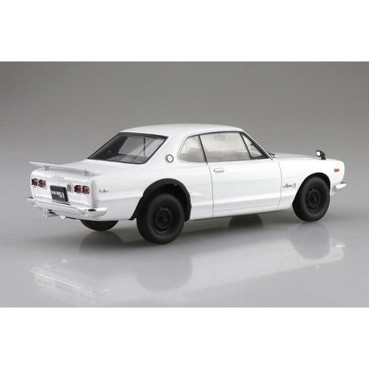 Aoshima 1/24 Rakupla Snap Car 01-WH Skyline HT 2000GT-R 1971 白色 組裝模型