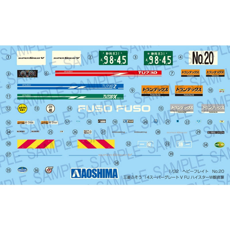 Aoshima 1/32 Heavy Freight 020 Mitsubishi Fuso Super Great V 2014 FU Histar Twin Door 組裝模型