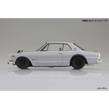 Aoshima 1/24 Rakupla Snap Car 01-RD Skyline HT 2000GT-R 1970紅色 組裝模型