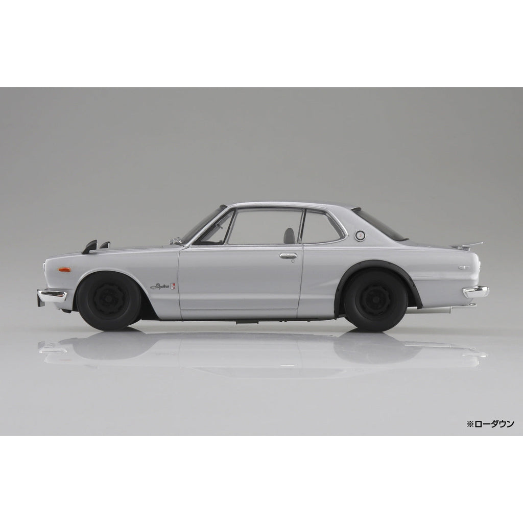 Aoshima 1/24 Rakupla Snap Car 01-SI Skyline HT 2000GT-R 1970 銀色 組裝模型