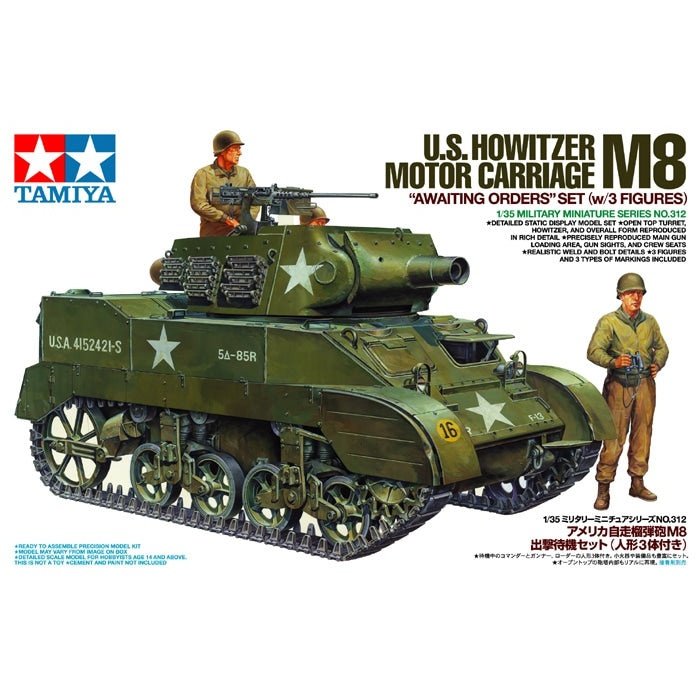 Tamiya 1/35 MM 35312 US Howitzer Motor Carriage M8 Waiting Sortie Set Plastic Model Kit