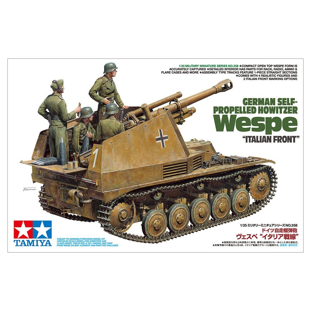 Tamiya 1/35 MM 35358 German Self-Propelled Howitzer - Wespe `Italian Front` Plastic Model Kit