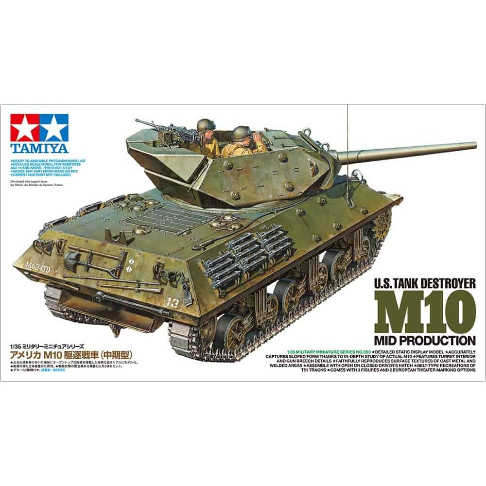 Tamiya 1/35 MM 35350 U.S. Tank Destroyer M10 Mid Production Plastic Model Kit
