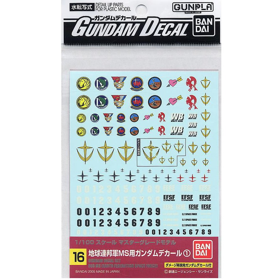 Bandai Gundam Decal 16 MG 1/100 MS EFSF Multiuse (1) 組裝模型