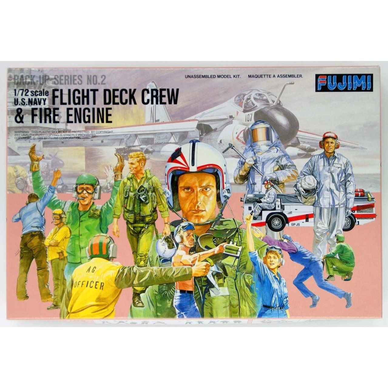 Fujimi 1/72 MM 35002 MODERN US NAVY FLIGHT DECK CREW AND FIRE ENGINE 組裝模型 - TwinnerModel