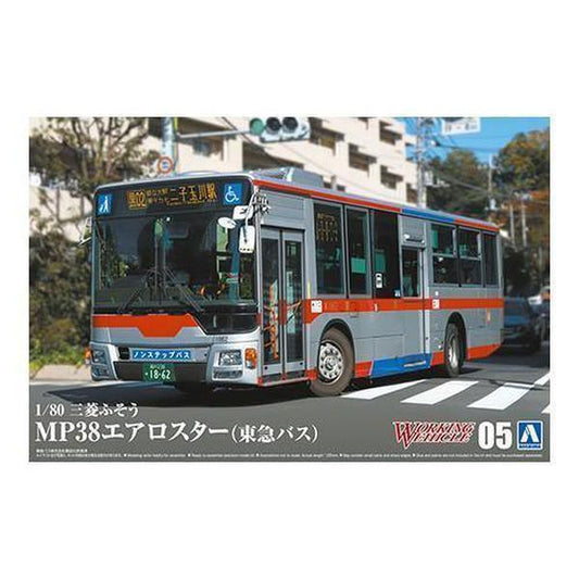Aoshima 1/80 Working Vehicle 5 MITSUBISHI FUSO MP38 AERO STAR TOKYU BUS 組裝模型 - TwinnerModel