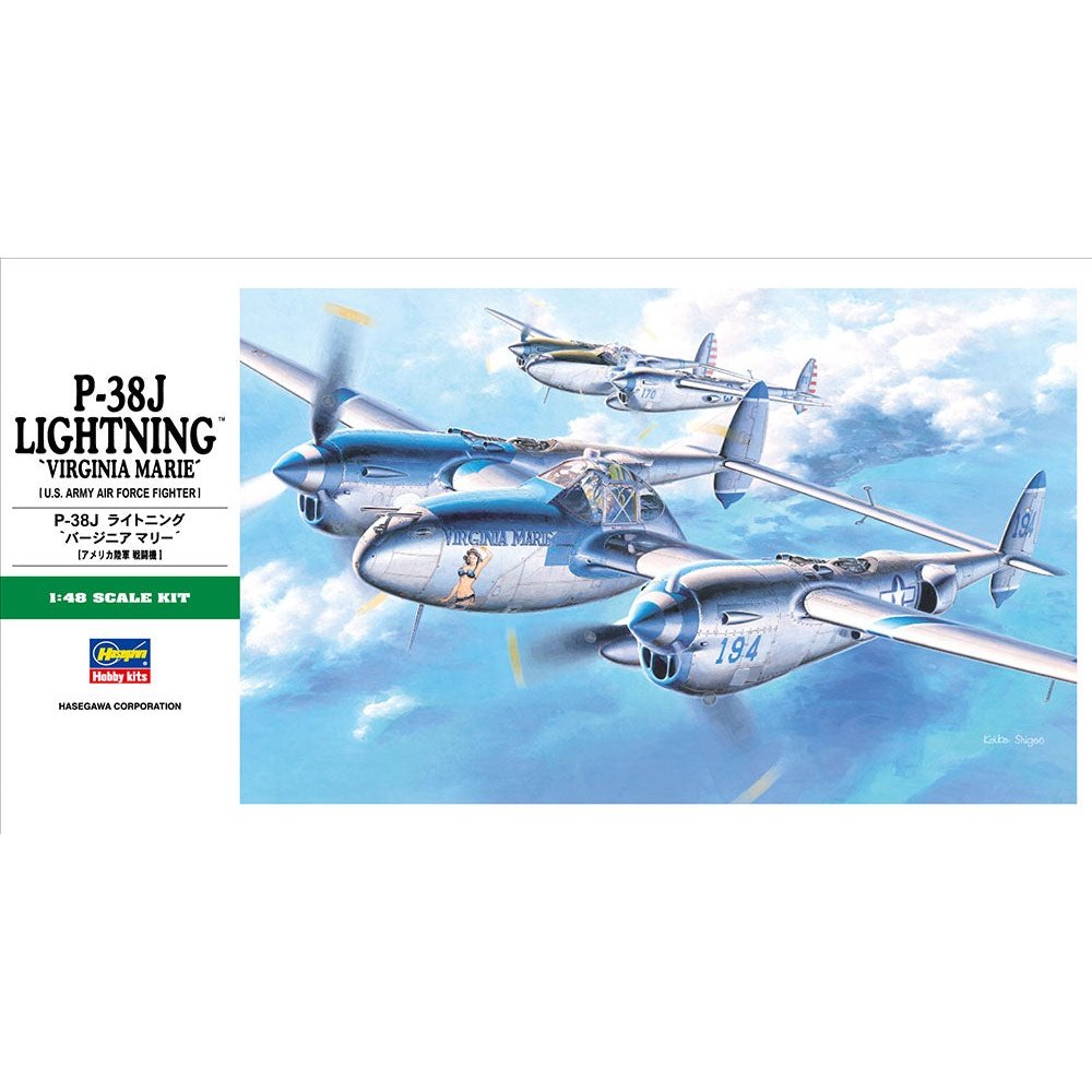 Hasegawa 1/48 JT 01 P-38J LIGHTING VIRGINIA MARIE 組裝模型 - TwinnerModel