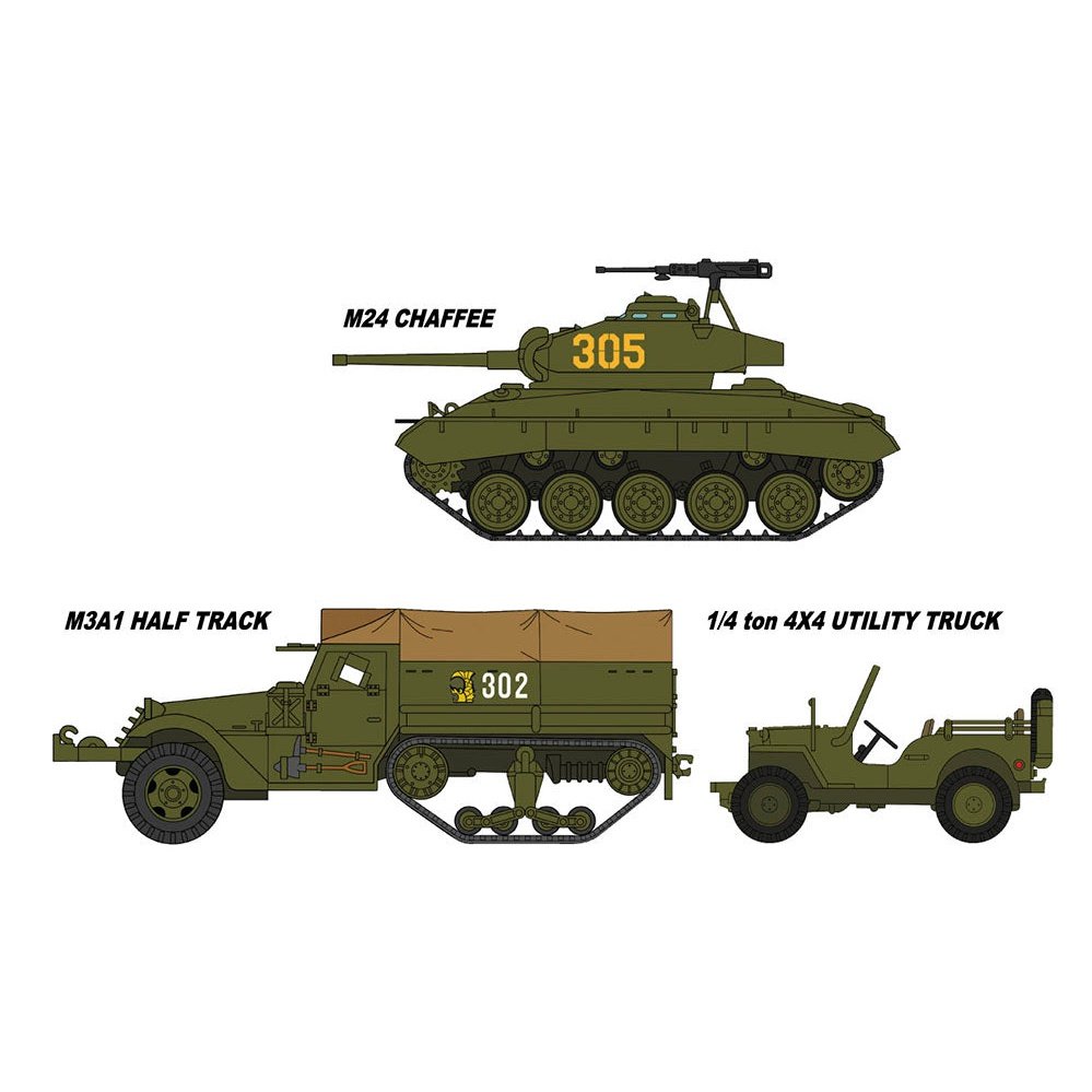Hasegawa 1/72 MM 3 M24 CHAFFEE & M3A1 HALF TRACK & 1/4-TON 4X4 TRUCK `JGSDF/NATIONAL POLICE RESERVE` 組裝模型 - TwinnerModel
