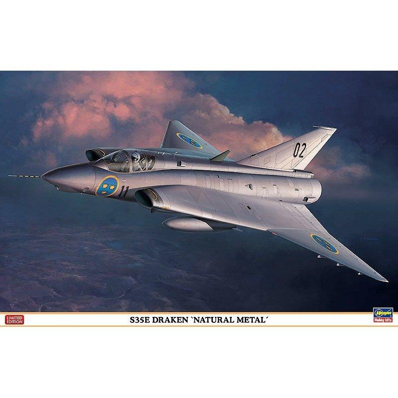 Hasegawa 1/48 AF S35E/DRAKEN `NATURAL METAL` 組裝模型 - TwinnerModel