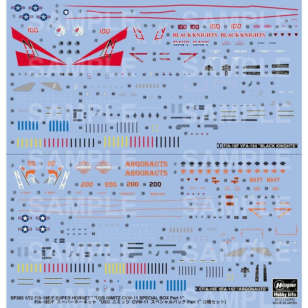 Hasegawa 1/72 AF F/A-18E/F SUPER HORNET `USS NIMITZ CVW-11 SPECIAL PACK PART1` 組裝模型 - TwinnerModel