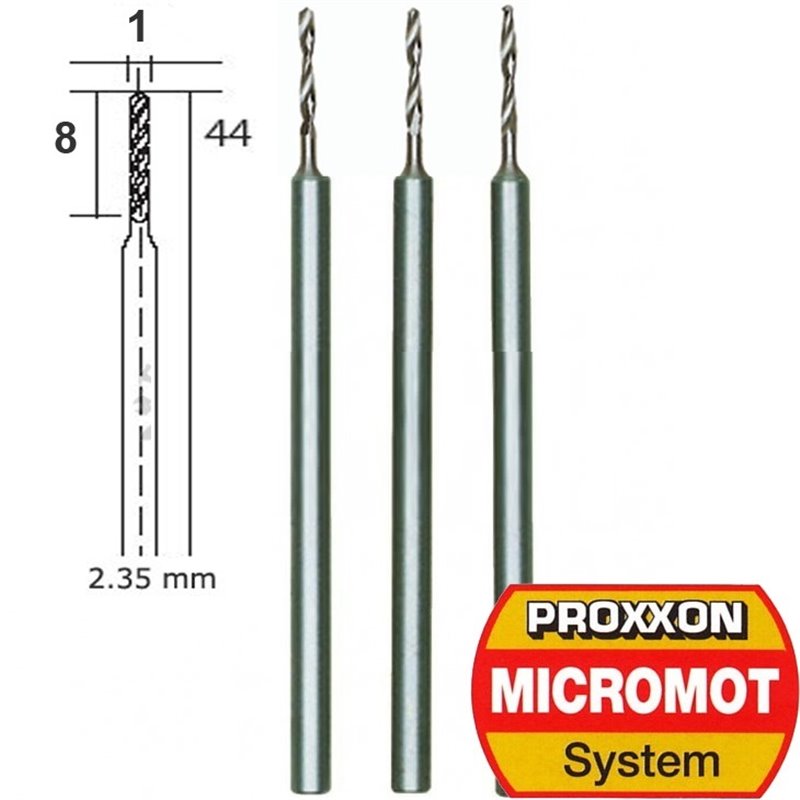 PROXXON 28854 Tungsten vanadium drill bits, 3 pcs., 1.0 mm - TwinnerModel