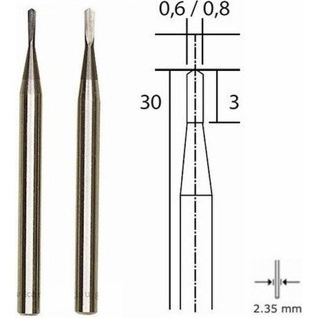 PROXXON 28321 Tungsten Carbide Spear Drills, 2-Piece 0.6 & 0.8mm. - TwinnerModel